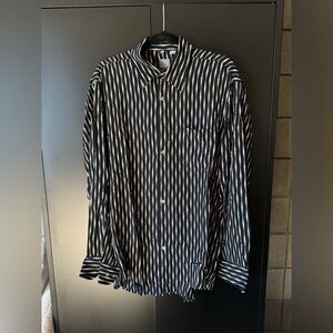 Haupt Black and White Striped Button Down Shirt - Men Large 41/42